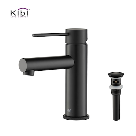Kibi Circular X Single Handle Bathroom Vanity Sink Faucet with Pop Up Drain C-KBF1010MB-KPW100MB